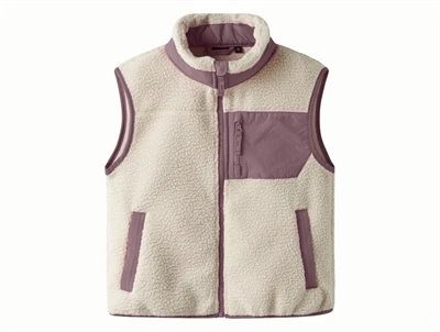 Name It teddy vest i råhvid nuance med lilla kontrastdetaljer  